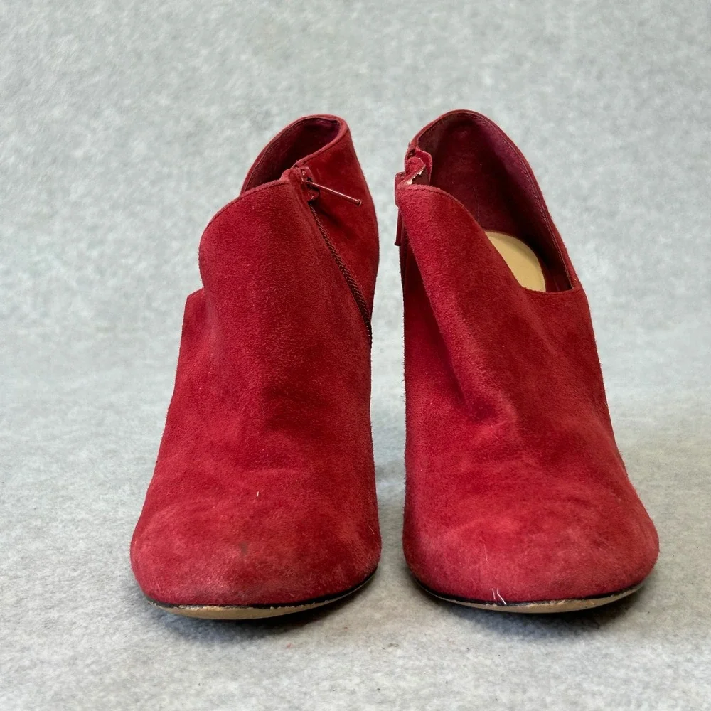 Red Suede Ankle Booties Heels‎ Stiletto Heel Pointed Toe Party Shoes Womens 7.5
